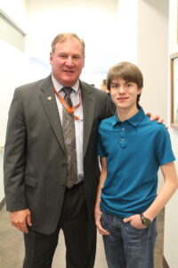 Aaron with former President Ronald Reagan's Secret Service agent and late Orland Park Village pOlice Chief Tim McCarthy who was wounded in an assassination attempt on March 30, 1981.